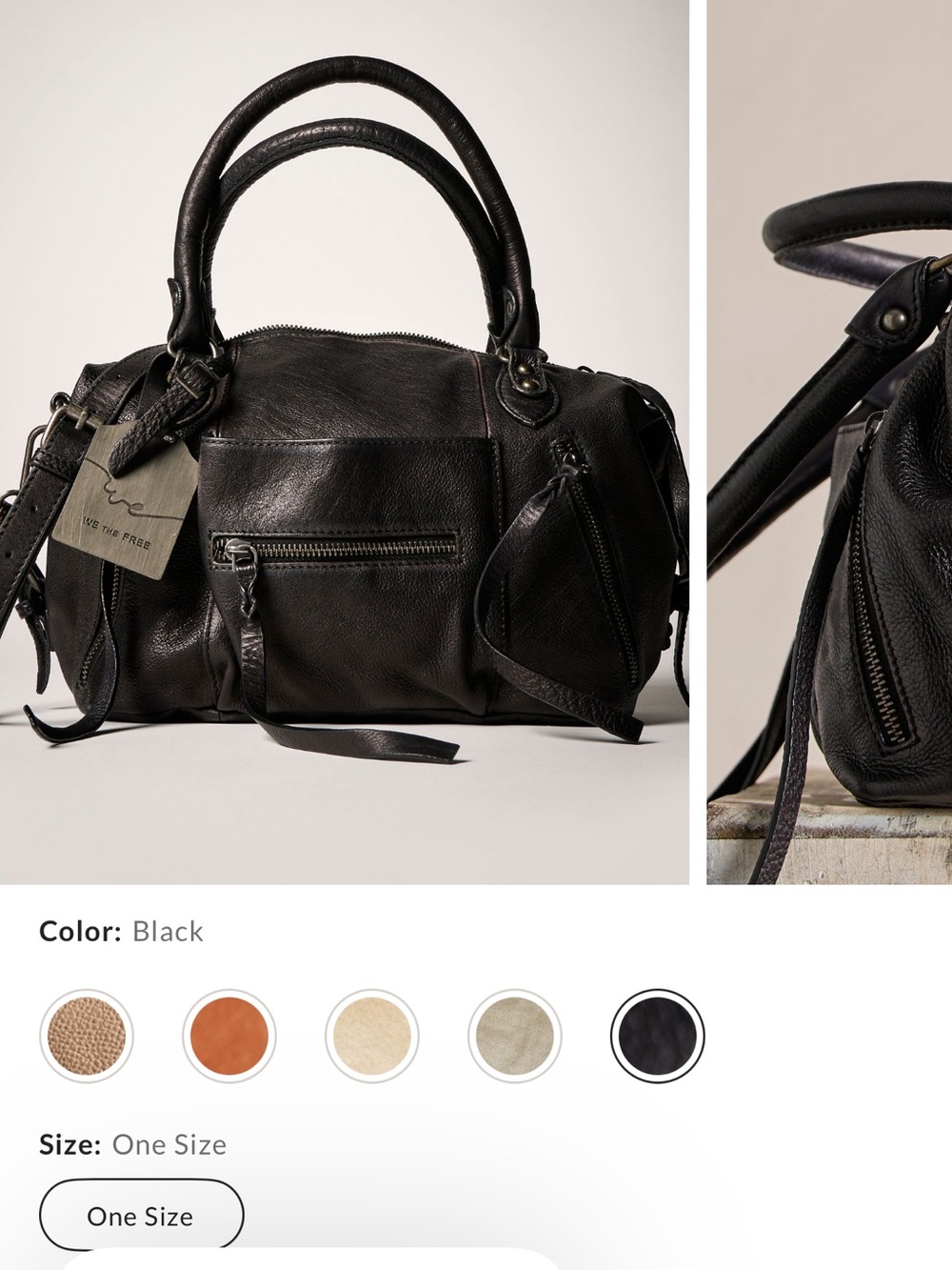 Free People Black Leather Satchel Bag